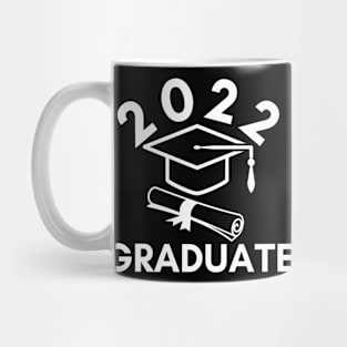 2022 Graduate. Typography Black Graduation 2022 Design with Graduation Cap and Scroll. Mug